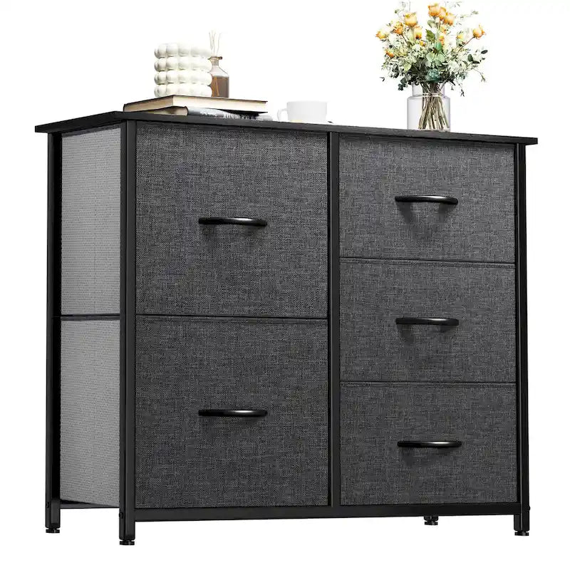 5-drawers Furniture Storage Chest Grey Dresser Organizer