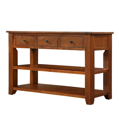 48 Solid Pine Wood Top Console Table with 3 Storage Drawers