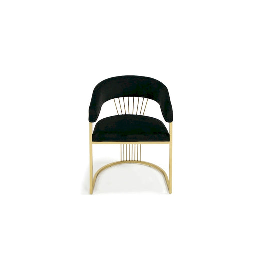 Modrest Linda Modern Black Velvet and Gold Dining Chair