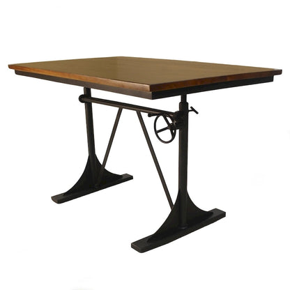Rhett Adjustable Elm and Black Table - Brown