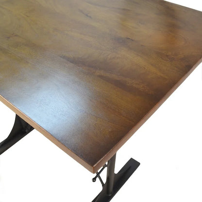 Rhett Adjustable Elm and Black Table - Brown