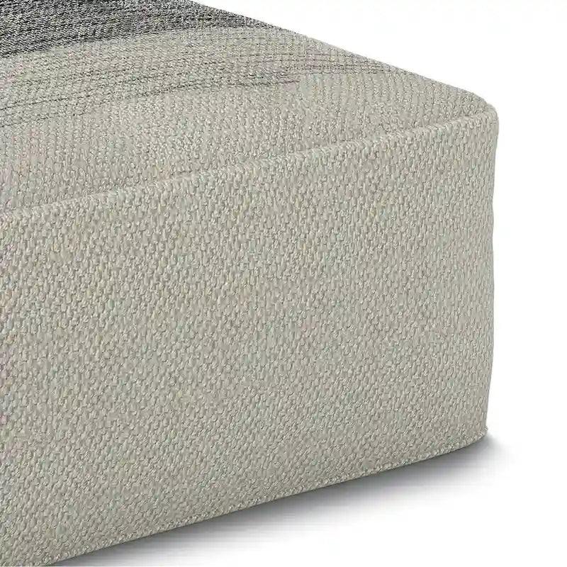 WYNDENHALL Irena Square Woven Pouf in Grey and White Recycled PET Polyester