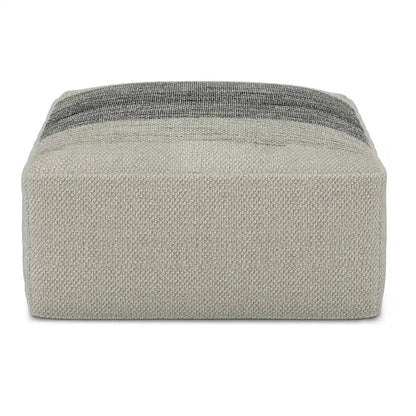 WYNDENHALL Irena Square Woven Pouf in Grey and White Recycled PET Polyester