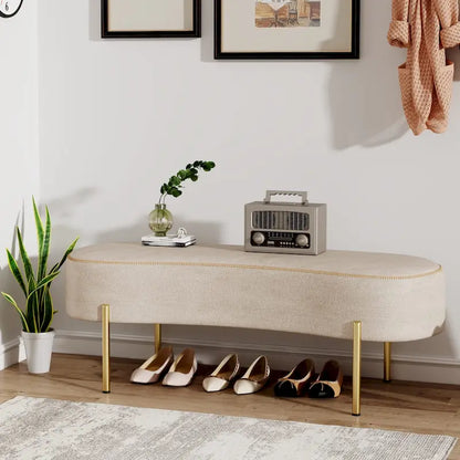 Bench ,Modern Ottoman Bench Bed Bench Entryway Bench with Gold Legs for Living Room
