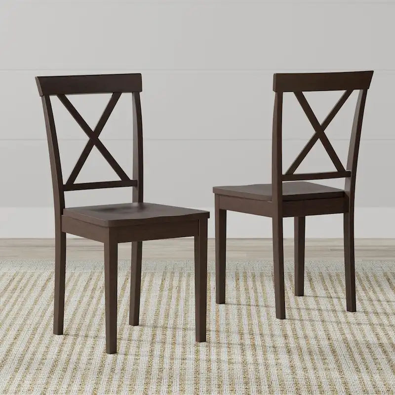 3-Piece Dining Set, 42 Round Drop-Leaf Table and X-Back Chairs