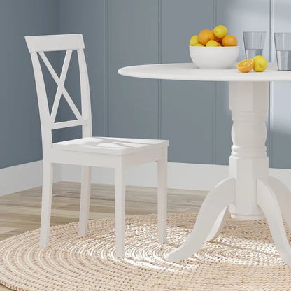 3-Piece Dining Set, 42 Round Drop-Leaf Table and X-Back Chairs