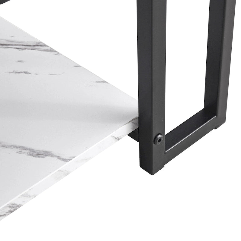 39.37 L MDF Rectangle Tabletop Iron Coffee Table , Dining Room, Coffee Shop, Resterant, White Top, Gold Leg