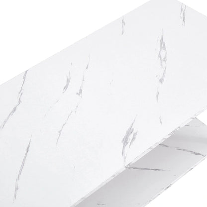 39.37 L MDF Rectangle Tabletop Iron Coffee Table , Dining Room, Coffee Shop, Resterant, White Top, Gold Leg