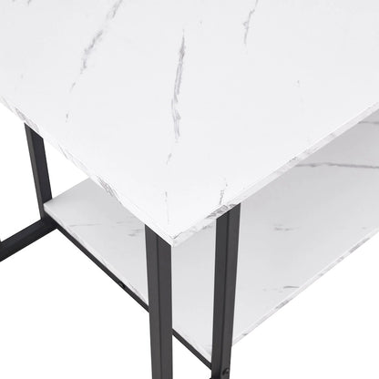 39.37 L MDF Rectangle Tabletop Iron Coffee Table , Dining Room, Coffee Shop, Resterant, White Top, Gold Leg