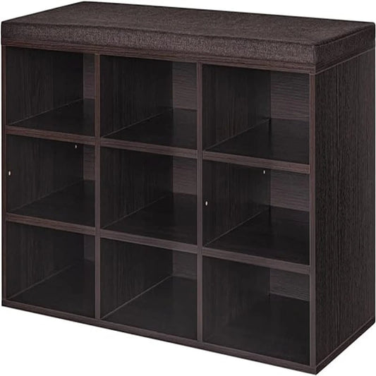 Shoe Storage Bench with 9 Cubbies - 11.8D x 31.5W x 18.9H