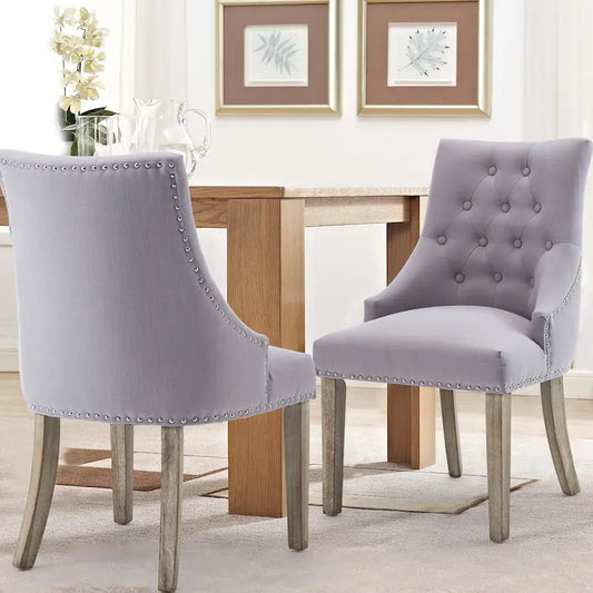 Mid-century Modern Dining chairs Button Tufted Accent Chairs with Nailhead Trim Set of 2