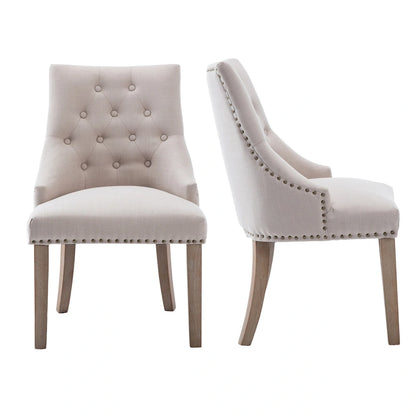Mid-century Modern Dining chairs Button Tufted Accent Chairs with Nailhead Trim Set of 2