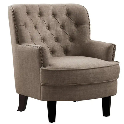 Moser Bay Mignon Velvet / Linen 30 Wide Tufted Wingback Accent Chair