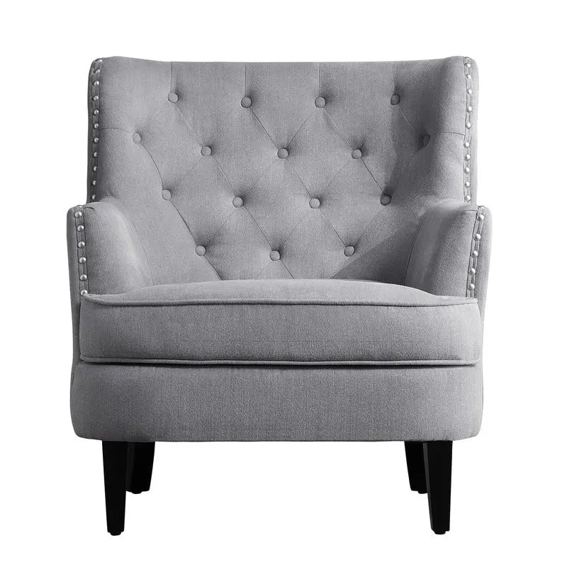Moser Bay Mignon Velvet / Linen 30 Wide Tufted Wingback Accent Chair