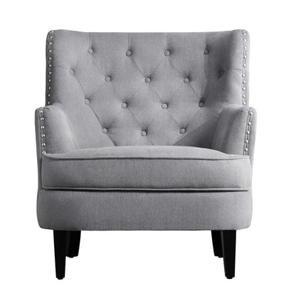 Moser Bay Mignon Velvet / Linen 30 Wide Tufted Wingback Accent Chair