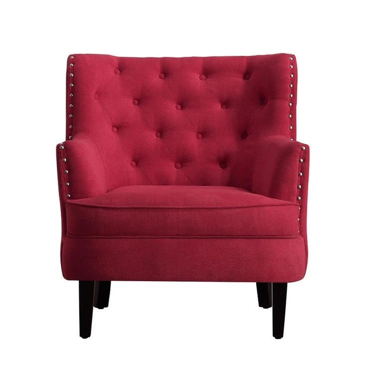 Moser Bay Mignon Velvet / Linen 30 Wide Tufted Wingback Accent Chair