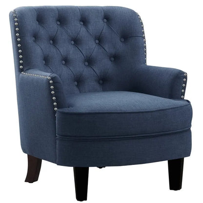 Moser Bay Mignon Velvet / Linen 30 Wide Tufted Wingback Accent Chair