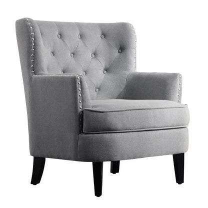 Moser Bay Mignon Velvet / Linen 30 Wide Tufted Wingback Accent Chair