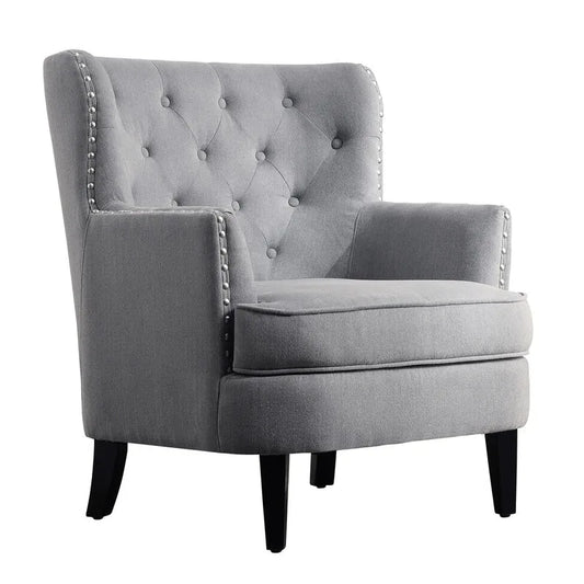 Moser Bay Mignon Velvet / Linen 30 Wide Tufted Wingback Accent Chair