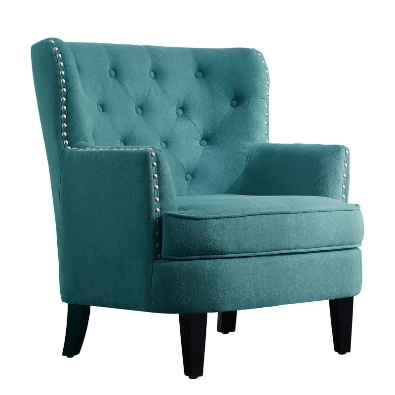 Moser Bay Mignon Velvet / Linen 30 Wide Tufted Wingback Accent Chair