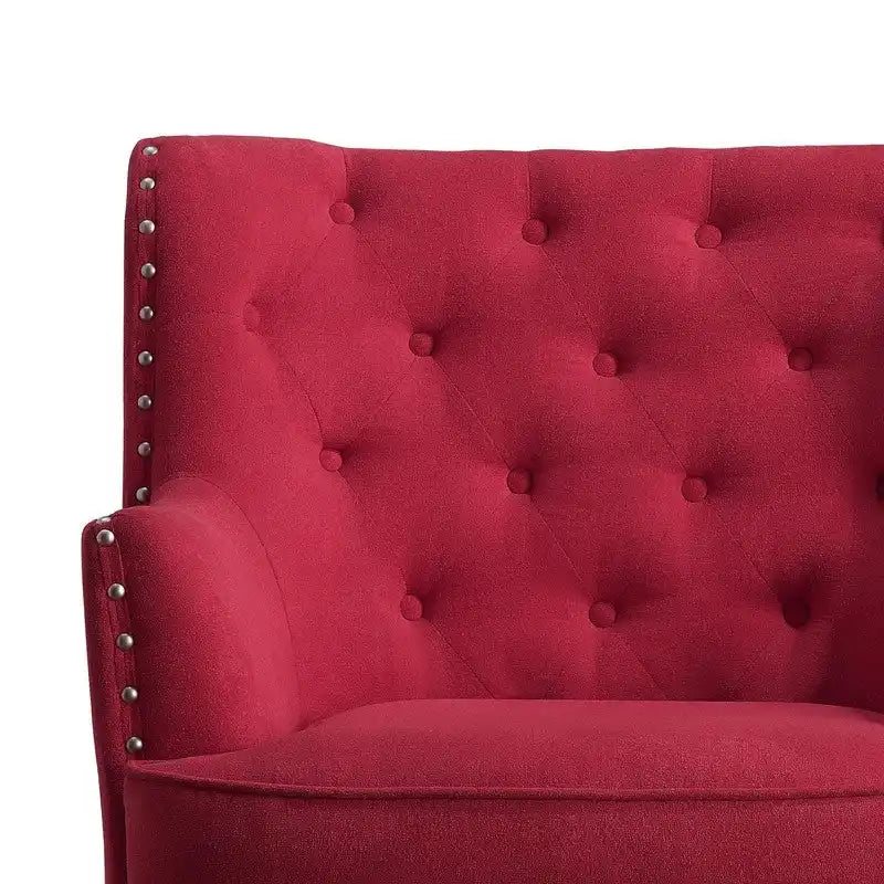 Moser Bay Mignon Velvet / Linen 30 Wide Tufted Wingback Accent Chair