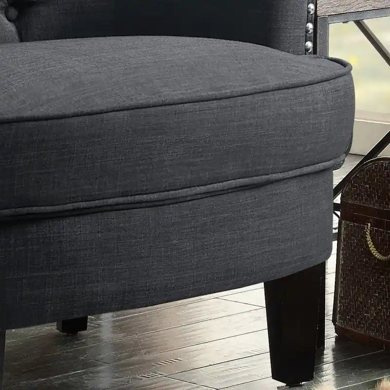 Moser Bay Mignon Velvet / Linen 30 Wide Tufted Wingback Accent Chair