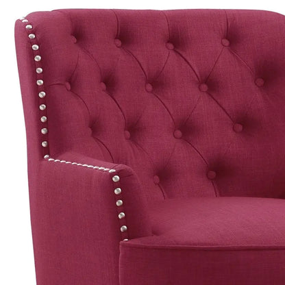 Moser Bay Mignon Velvet / Linen 30 Wide Tufted Wingback Accent Chair