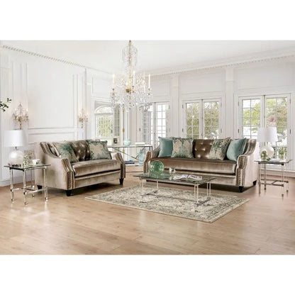 Vynn Transitional Solid Wood Padded Loveseat by Furniture of America