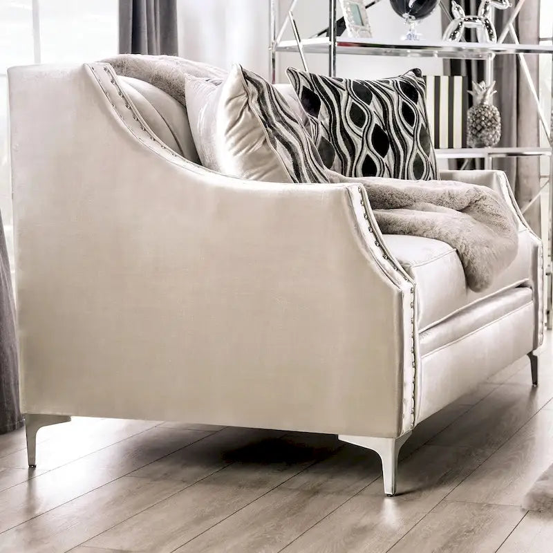 Vynn Transitional Solid Wood Padded Loveseat by Furniture of America