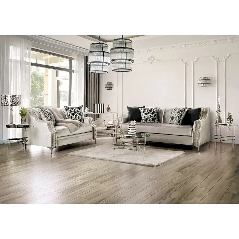 Vynn Transitional Solid Wood Padded Loveseat by Furniture of America