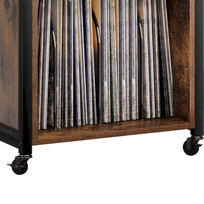 Moasis Record Player Turntable Stand Wheeled with LED Light, Charging Station