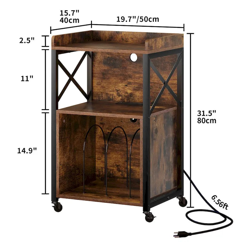 Moasis Record Player Turntable Stand Wheeled with LED Light, Charging Station