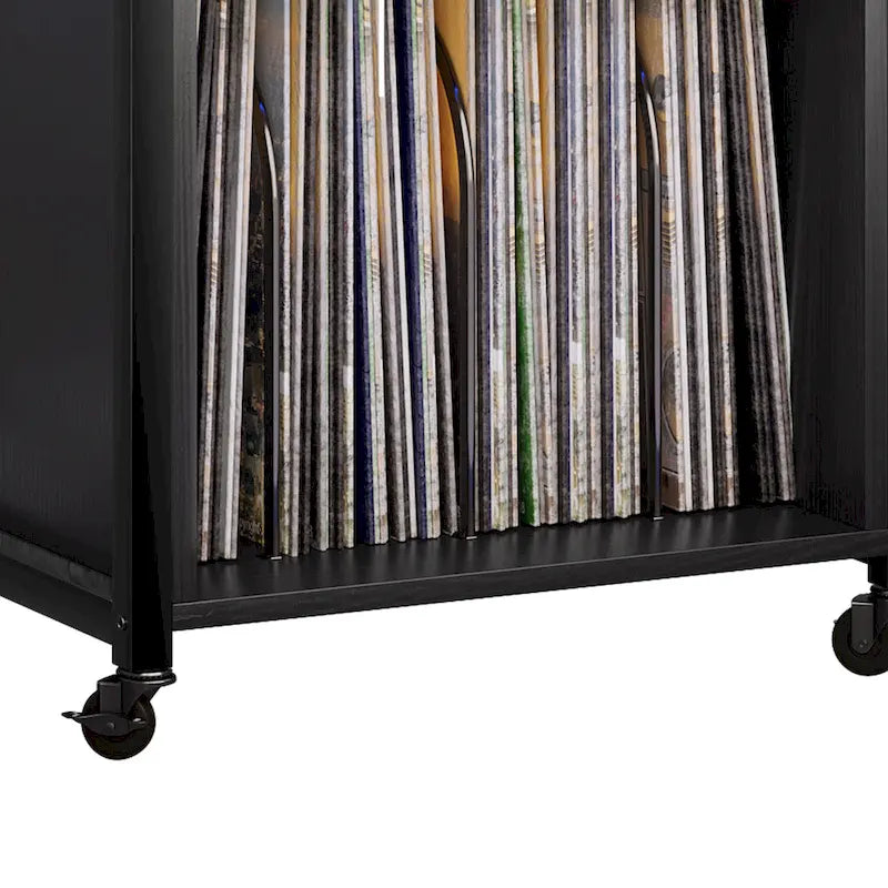 Moasis Record Player Turntable Stand Wheeled with LED Light, Charging Station