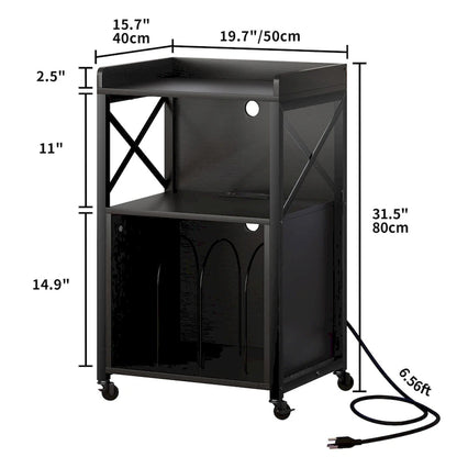 Moasis Record Player Turntable Stand Wheeled with LED Light, Charging Station