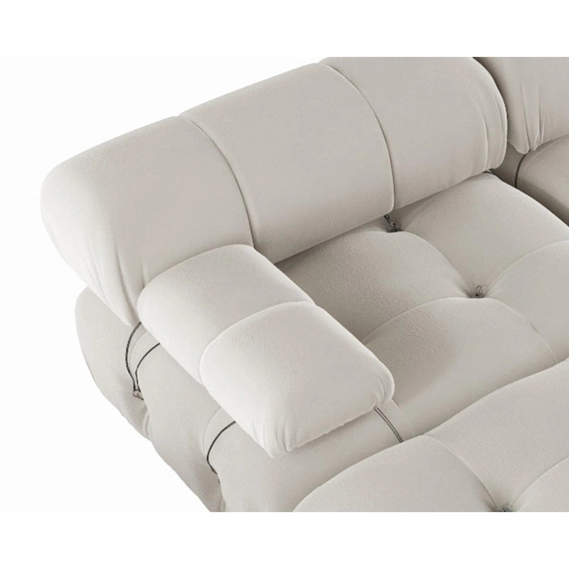 L-Shaped Velvet Sectional Sofa with Ottoman