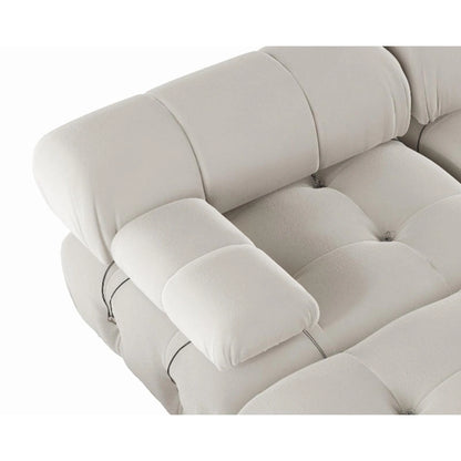 L-Shaped Velvet Sectional Sofa with Ottoman
