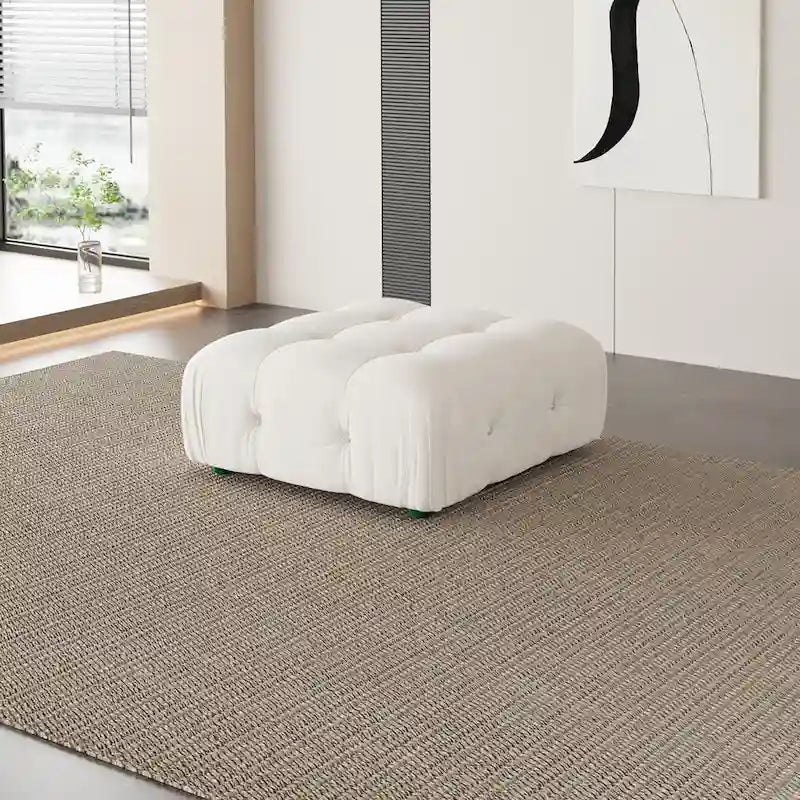 L-Shaped Velvet Sectional Sofa with Ottoman