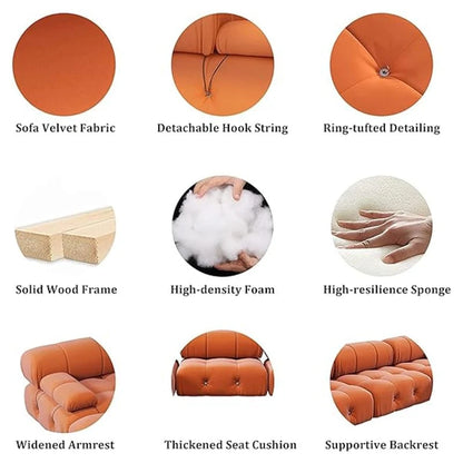 L-Shaped Velvet Sectional Sofa with Ottoman