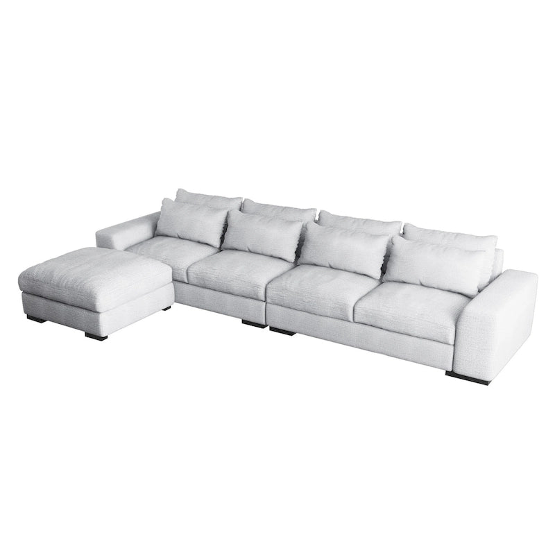 Modern Modular Down Sectional Sofa,Light Grey/Dark Blue