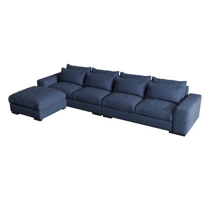 Modern Modular Down Sectional Sofa,Light Grey/Dark Blue