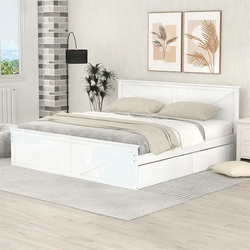King Size Wooden Platform Bed