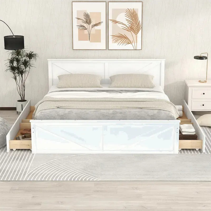 King Size Wooden Platform Bed