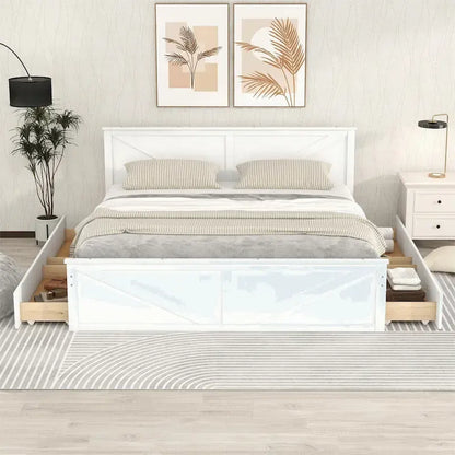 King Size Wooden Platform Bed