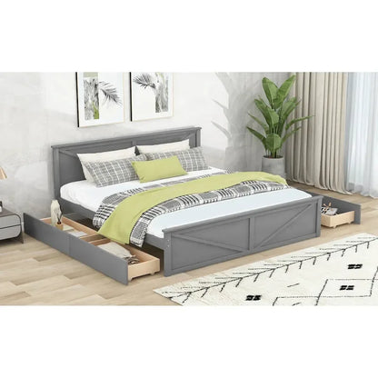 King Size Wooden Platform Bed