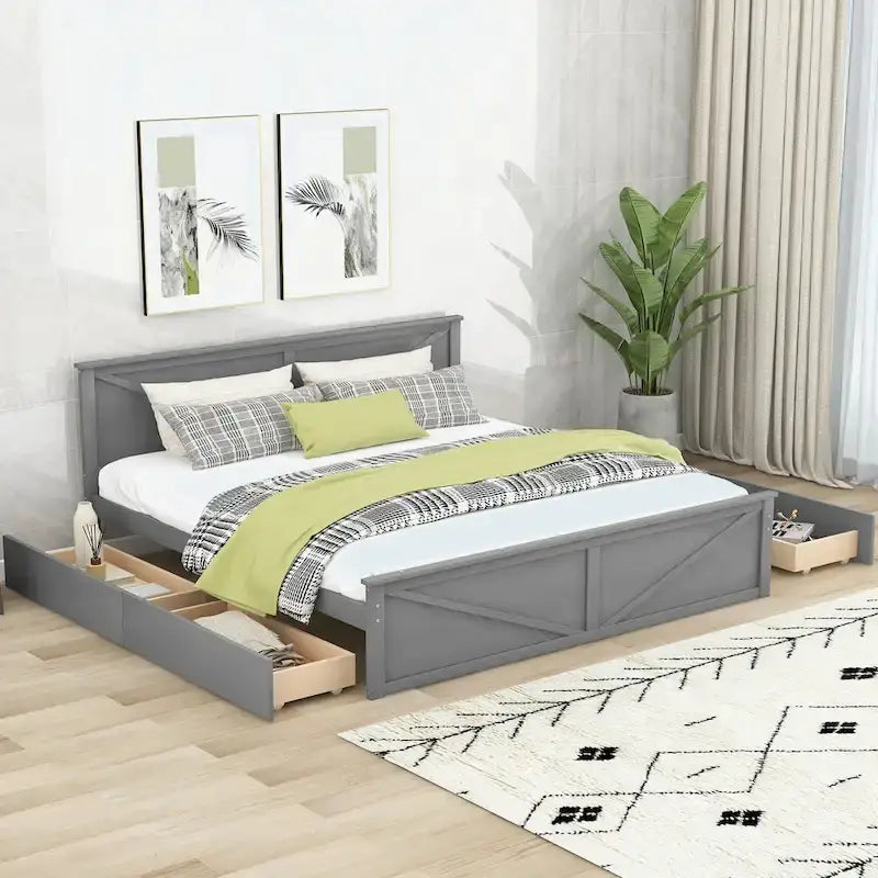 King Size Wooden Platform Bed