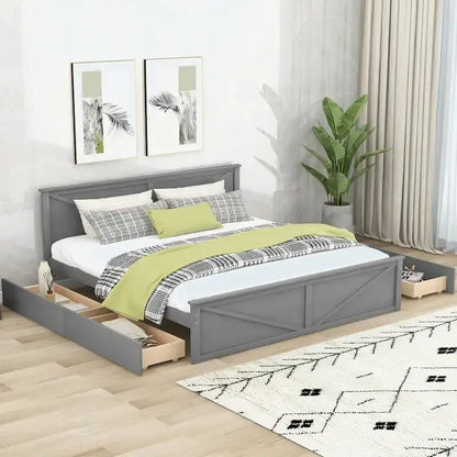 King Size Wooden Platform Bed