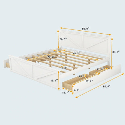King Size Wooden Platform Bed