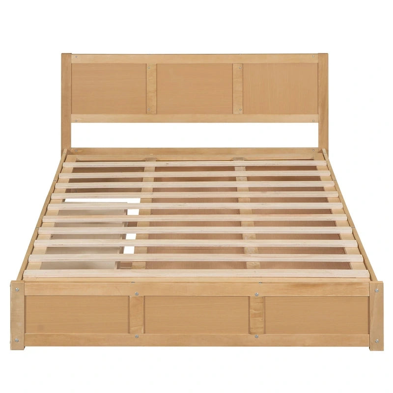 Wood Platform Bed with Underneath Storage and 2 Drawers