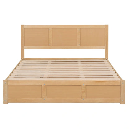 Wood Platform Bed with Underneath Storage and 2 Drawers