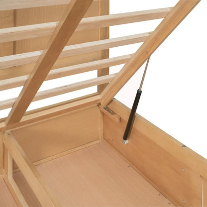 Wood Platform Bed with Underneath Storage and 2 Drawers